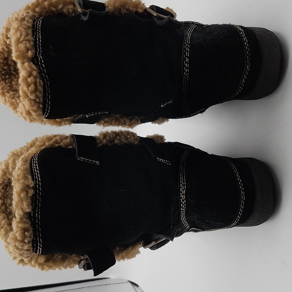 Easy Spirit black boots with tan faux fur leather upper Westwing Sz 10M - Picture 4 of 9